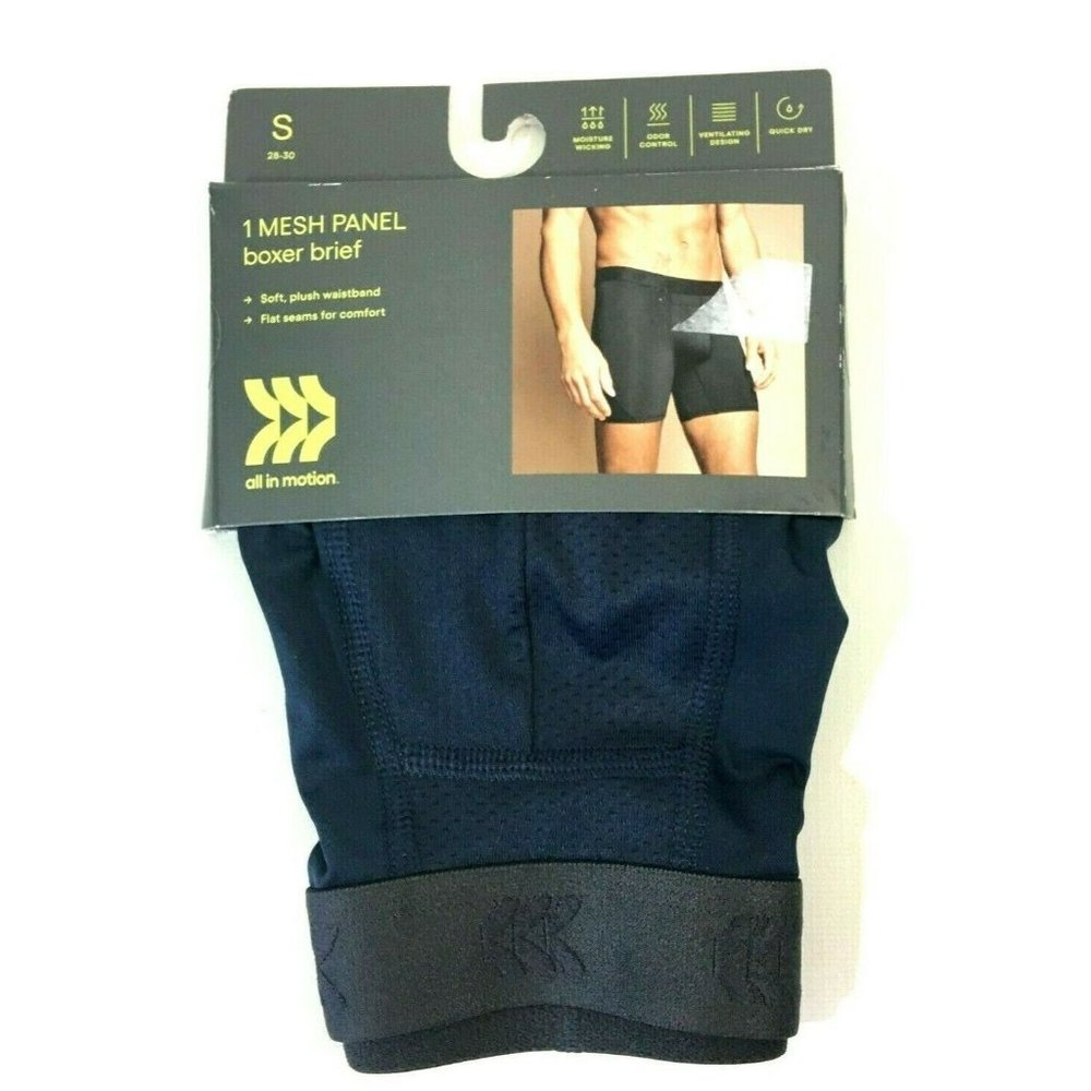 All In Motion Mens Mesh Panel Boxer Brief Small 28-30 1 Pair Blue